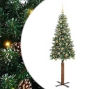  Slim juletre Grønn og hvit 180 cm PVC og Massivt Furu tre
