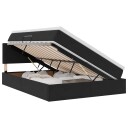  Seng med Oppbevaring med madrass Svart 140 x 200 cm Fløyel
