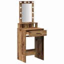  Sminkebord med LED lamper Gammelt tre 50x41x140 cm
