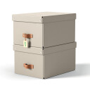 Leitz Puro Arkivboks med lokk Medium/H??y 17L Beige 2 pk