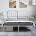 vidaXL Sengeramme i metall med sengegavl hvit 150x200 cm 8721012212473