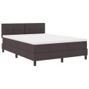  Box Spring Seng med Maddress & LED Mørk Brun 140x190 cm Stoff