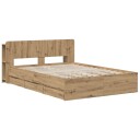 vidaXL Sengramme med oppbevaring og hodegavl Artisan eik 140 x 190 cm