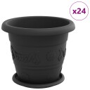 vidaXL Plantepotter 24 stk. Svart Ø 26 x 21.5 cm Plast