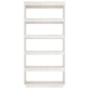 vidaXL Bokhylle/romdeler hvit 80x35x167 cm heltre furu