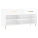 vidaXL Skobenk h?yglans hvit 102x35x55 cm konstruert tre