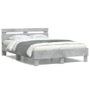 vidaXL Sengeramme med hodegavl betonggrå 135x190 cm konstruert tre 8721012246614