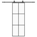 vidaXL Skyvedør med monteringssett svart 76x205 cm ESG-glass