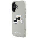 Karl Lagerfeld Mobildeksel HC 3D Gummideksel med Dobbelte Hoder for iPhone 16 Beige