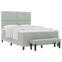  Box Spring Seng med Madrass & Benk Lys Grå 160x200 cm Fløyel