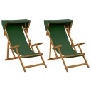 vidaXL Hage Stol 2 pcs 3 Posisjon Solid Eucalyptus Tre Grønn