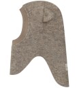 Huttelihut Balaclava Ull med Katteører Camel Melange 6-12 mnd