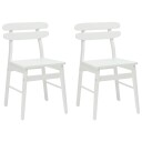 Spisestuestol 2 stk. Solid Gummitre Hvit 43.5 x 44.5 x 77.5 cm