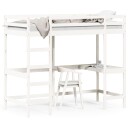 vidaXL Køyeseng med skrivebord hvit 90x200 cm heltre furu 8721012429789