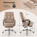 Ergonomisk kontorstol med uttrekkbar fotstøtte direktørstol skrivebordsstol kaffe