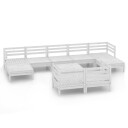 vidaXL Hagesofagruppe 10 deler hvit heltre furu
