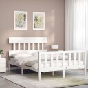 vidaXL Sengeramme med hodegavl hvit 140x190 cm heltre