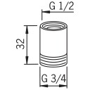 Oras Armatur Adapter Overgang 1/2" x 3/4" Vann 32 mm