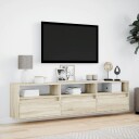  Vegghengt TV-benk med LED sonoma eik 180x31x45 cm 8721158342874