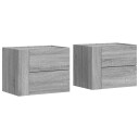  Veggmonterte nattbord 2 stk grå sonoma 45x30x35 cm 848336