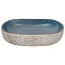 vidaXL Benkeservant sand og blå oval 59x40x14 cm keramikk