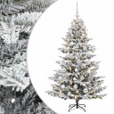 vidaXL Kunstig juletre med julekuler 150 cm 150 LED-lys Varmhvit