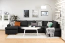 Crazy 5 seters Høyrevendt U formet X Large Sofa med Divan og Sjeselong i Stoff   Antrasitt