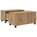  Kaffebord med hjul artisan eik 75 x 75 x 38 cm Konstruert tre
