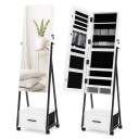 Speilskap smykker og makeup organizer med full lengde speil 42 x 38 x 157 cm hvit
