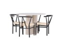 Olivia Spisegruppe 110 cm Rund med 4 Alfons stoler   Beige/Svart