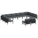  Hagesofa Set 12 pcs Antrasitt Stål