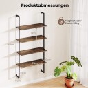 Industriell vegghylle med 4 etasjer – metallramme trefinish