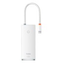 Baseus Lite Series Hub 6w1 USB C to 2x USB 3.0 + USB C PD + HDMI + SD/TF white USB hub USB 3.0 5 porter Hvit WKQX050102