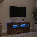vidaXL TV-benk med LED-lys røkt eik 90x35x40 cm
