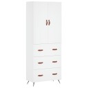  Highboard hvit 69,5x34x180 cm konstruert tre