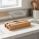 Dispenser for bambusfolie og plastfolie med kutter