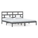 vidaXL Sengeramme grå heltre furu 200x200 cm