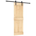 vidaXL Skyvedør Naturlig og svart 70 x 210 cm Massiv Furu Tre