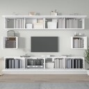 vidaXL TV-skapsett 6 deler hvit konstruert tre