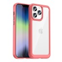 INCOVER iPhone 14 Pro Hybrid Plastdeksel - Gjennomsiktig / Rød