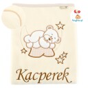 Stort teppe med navn. Bamse på månen. Ecru