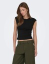 ONLY Onlmira Capsl Ruching Top Jrs Noos   Black   S
