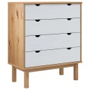 vidaXL Nattbord brun og hvit 76,5x39,5x90 cm heltre furu
