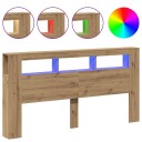  Sengegavl med LED artisan eik 200x18,5x103,5 cm konstruert tre 8721158446800