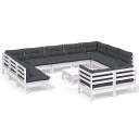 vidaXL Hagesofagruppe med puter 12 deler heltre furu