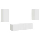  TV benksett 4 pcs Hvit Konstruert tre