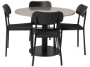 Venture Design Razzia & Polly spisegruppe Grå/svart 4 st stoler & bord 106 cm