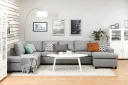Crazy 5 seters Venstrevendt U formet X Large Sofa med Divan og Sjeselong i Stoff   Grå