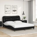  Sengeramme med LED-lys svart 160x200 cm kunstig lær 8721012356566