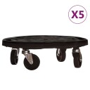 vidaXL Plantetralle med hjul 5 stk diameter 40 cm svart 275 kg